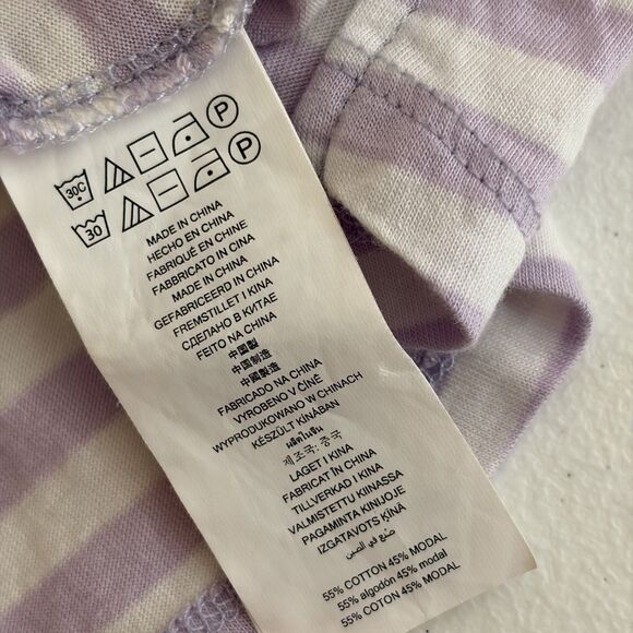 Michael Kors Blouse Women's Large Purple Striped Cold Shoulder Short Sleeve - Picture 8 of 9